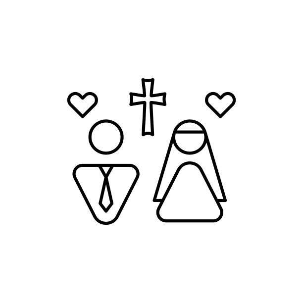婚姻，基督教图标。用于UI和UX、网站或移动应用的简单线条、轮廓矢量宗教图标图片下载
