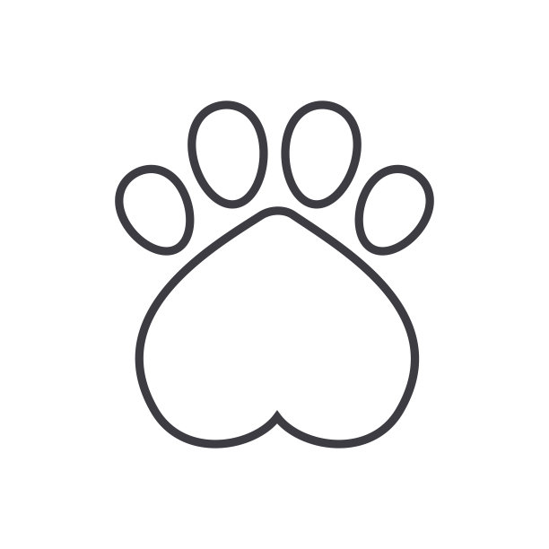 狗友好的图标。狗的脚印象征着一颗心。图片下载