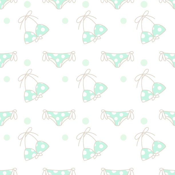 可爱的比基尼无缝图案。泳衣的背景图片下载