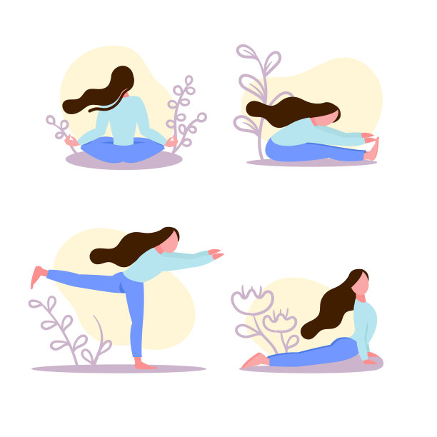 瑜伽的女孩。矢量图图片下载