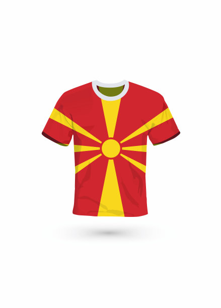 印有马其顿国旗颜色的运动衫。矢量插图运动，冠军和国家队，体育游戏图片下载