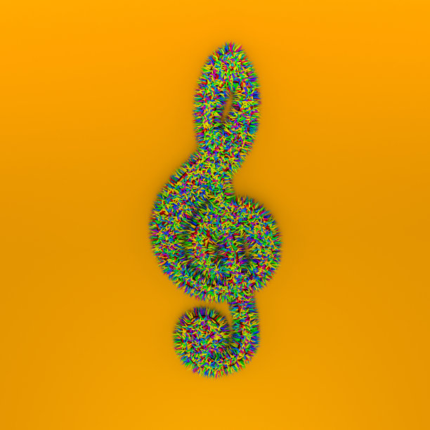 彩虹草高音谱号。3D渲染。图片下载