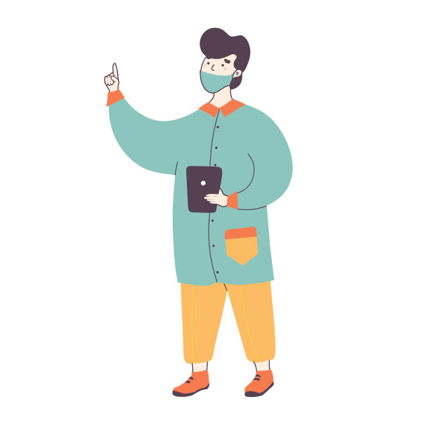 实验室工作人员在口罩平面矢量插图图片下载