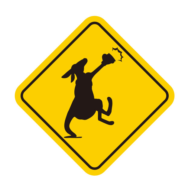 白色背景上有袋鼠标志的警告标志。图片下载