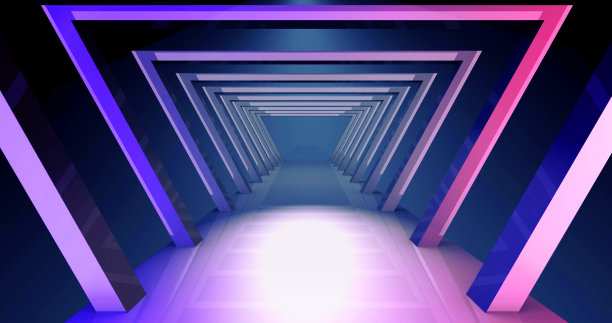 门道桥结构的未来照明，3d渲染。图片下载