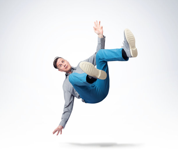 情境，那个穿灰色衬衫的人掉下来了。事故的概念图片下载