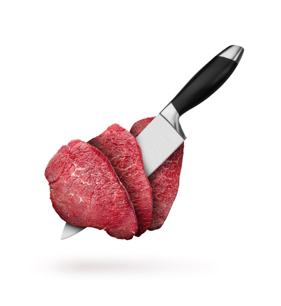 用刀切生牛排片图片下载