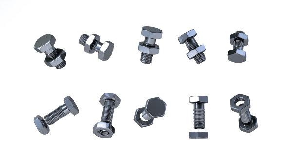 真实的螺杆和螺栓不同的侧面图片下载