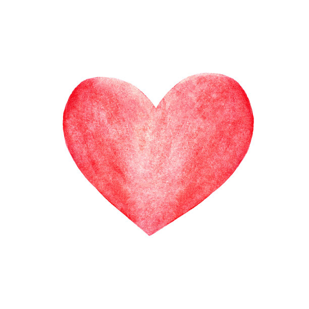 手绘素描涂鸦水彩红粉色心孤立在白色的背景。情人爱慈善理念图片下载