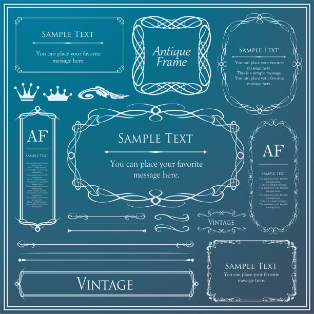 漂亮的装饰套装，仿古的镜框，复古的设计材料图片下载