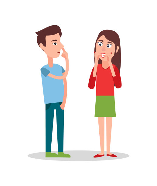 站着的男孩和女孩孤立在白色的背景图片下载