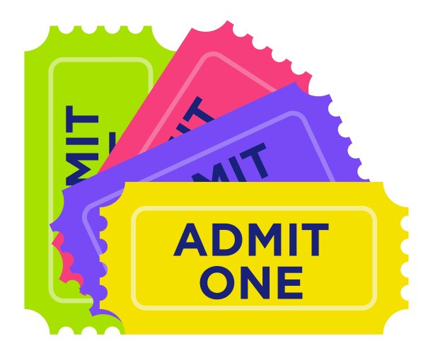 游乐园门票矢量图标平坦孤立图片下载