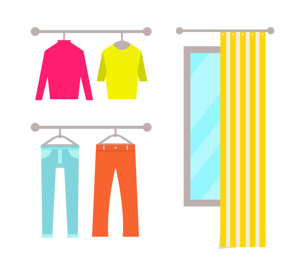 服装店更衣室矢量图图片下载