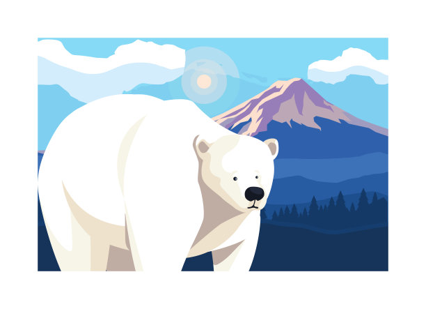 北极熊在北极，北极的风景图片下载