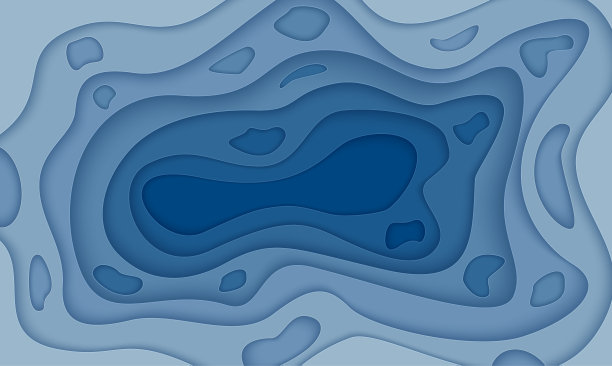 3D抽象背景与蓝色纸切割形状图片下载