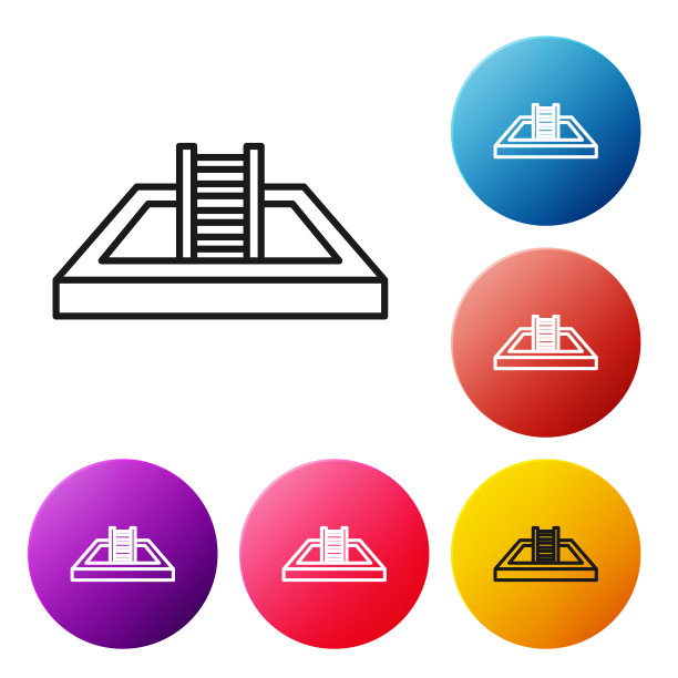 带梯子的游泳池黑色线条图标图片下载