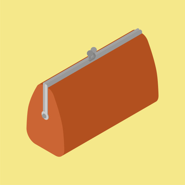 复古封闭钱包等距隔离。旧的钱包。矢量图图片下载