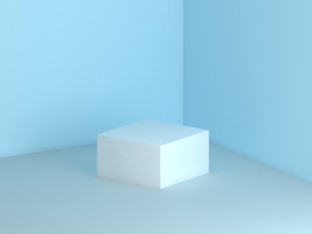 蓝色立方体讲台图片下载