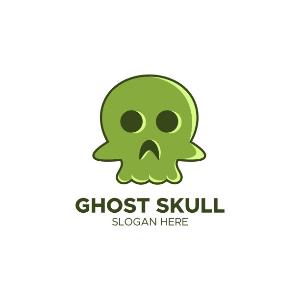 幽灵骷髅标志矢量插图图片下载
