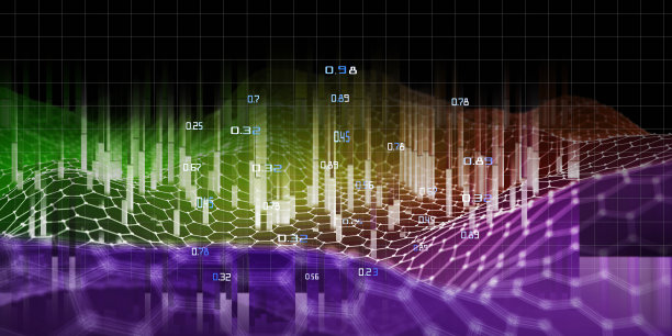 3D插画商业智能技术背景。人工智能。深度学习的算法。虚拟现实。数据科学学习。人工智能。图片下载