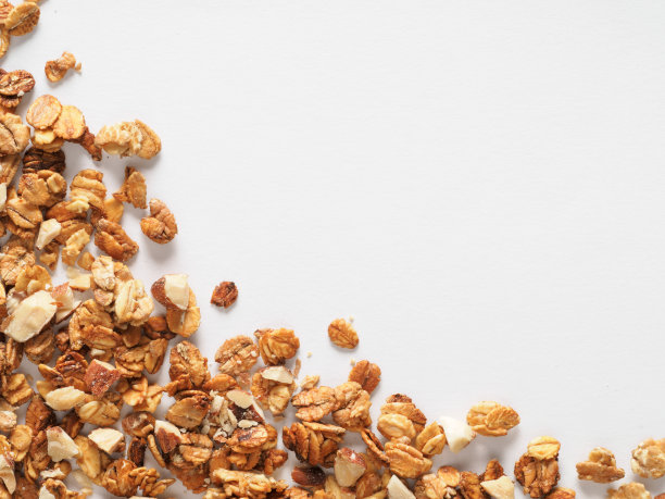 自制格兰诺拉麦片孤立在白色图片下载