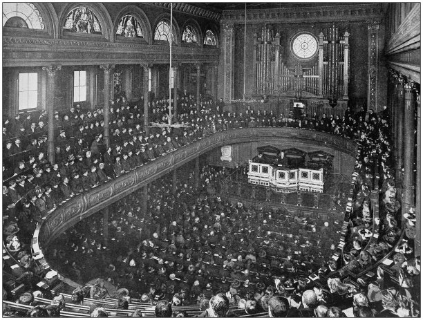 大英帝国的古董照片:帕克博士在伦敦的城市神庙布道图片下载