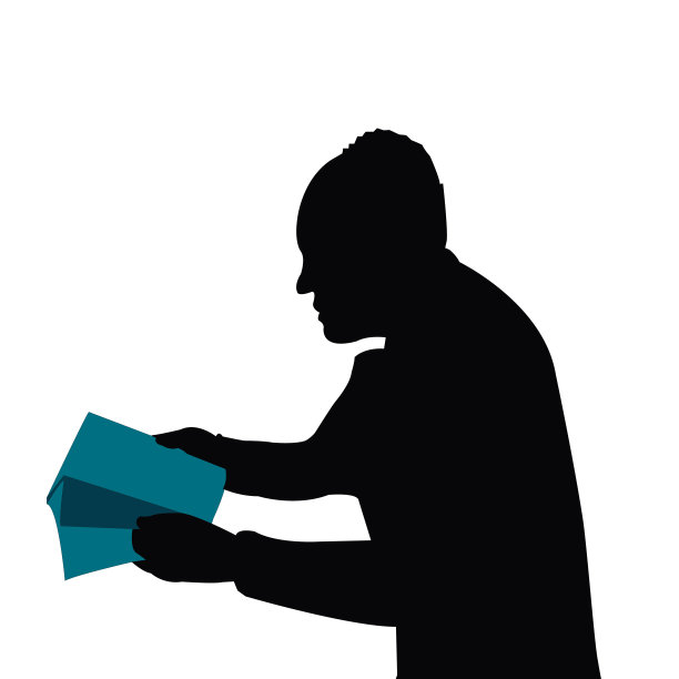 一个男人读着书的剪影向量图片下载