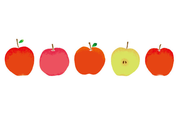 5个有质感的苹果插图图片下载