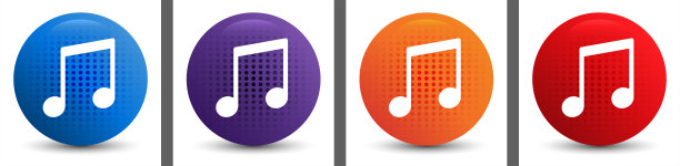 音乐音符图标抽象半色调圆形按钮设置图片下载