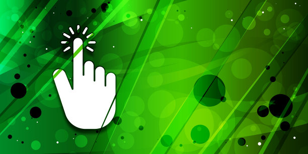 手光标点击图标时髦的抽象银河绿色横幅插图图片下载