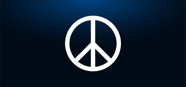 和平标志图标水晶蓝色横幅背景图片下载