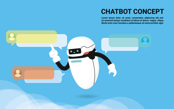 聊天机器人标签语音气泡横幅回答用户的问题，聊天或聊天机器人支持服务概念平面矢量插图图片下载