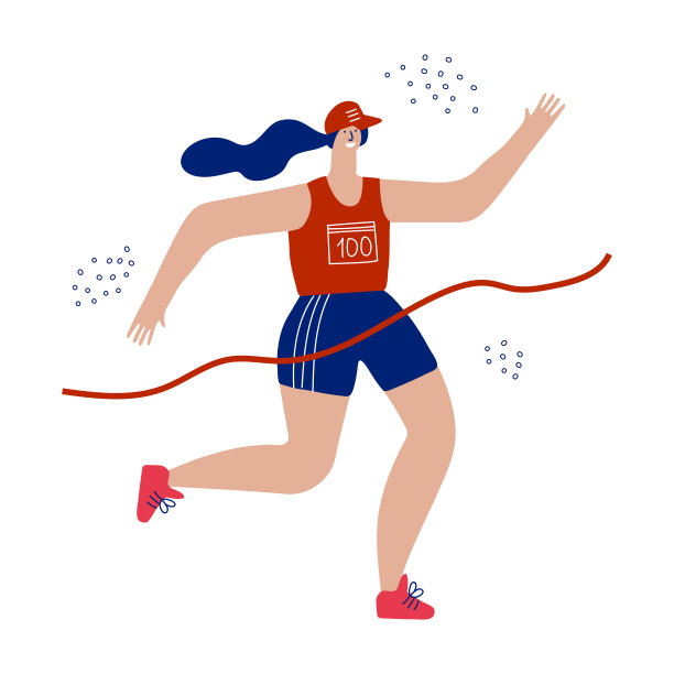 女性运动跑步平面插图上的白色背景图片下载