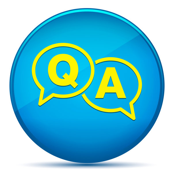 常见问题图标现代扁青蓝圆形按钮图片下载