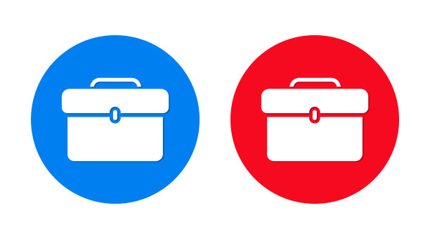 公文包图标平面时尚圆形按钮设置图片下载