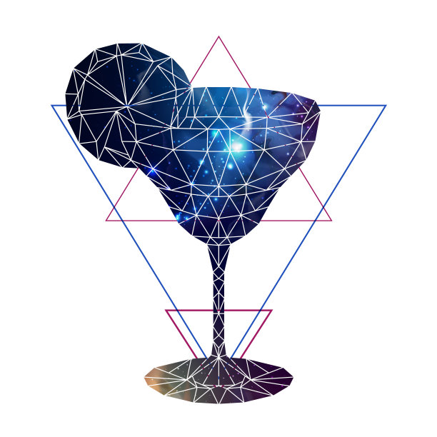 抽象的多边形三角鸡尾酒与开放的空间背景内。图片下载