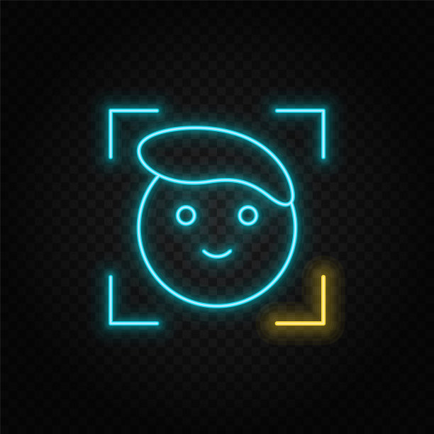 人脸，识别，科技论文风格，图标。纸张样式矢量图标，图片下载