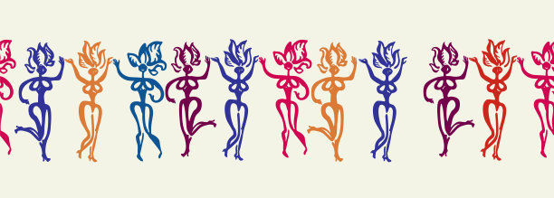 巴西舞者狂欢节游行队伍。狂欢派对。毛笔绘制的装饰插图。矢量模式。图片下载