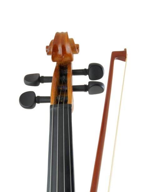 小提琴和弓孤立在白色上图片下载