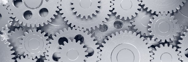 齿轮。齿轮机构。商务合作的概念。多个对象。比喻。工业工程。图片下载