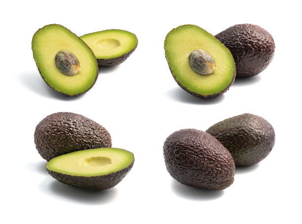 一组不同的照片棕色鳄梨等级哈斯孤立在白色背景图片下载