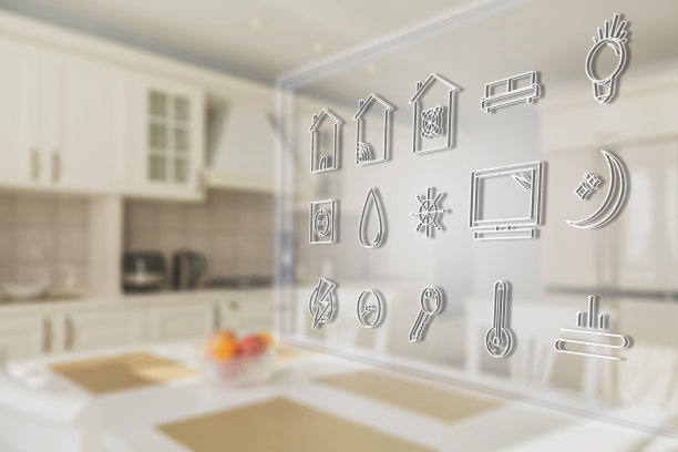 智能家居技术概念。现代家用控制单元的触摸屏显示。伟大的设计无线家庭自动化系统的概念。图片下载