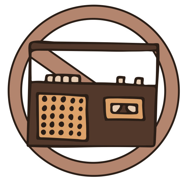 禁止在白色背景上绘制复古卡通收音机。孤立的涂鸦矢量插图图片下载