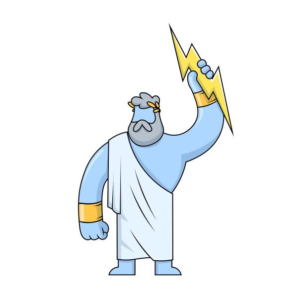 宙斯，众神和人类之父，古希腊的天空之神。神话。平面向量插图。孤立在白色背景上。图片下载
