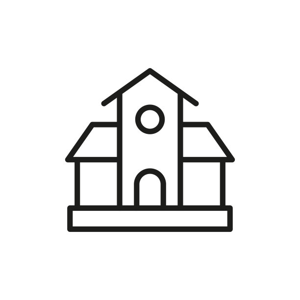 简单的学校建筑线条图标。图片下载