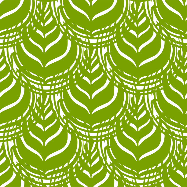 植物艺术在抹茶咖啡或茶表面。无缝模式图片下载