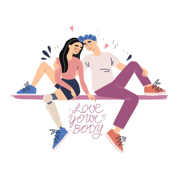 身体积极的。夫妇在爱。一个装着仿生假肢的小女孩图片下载