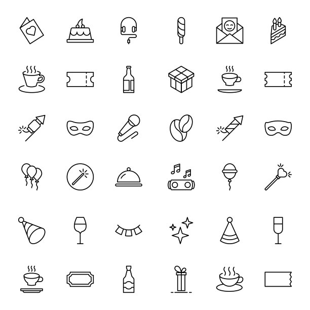 假日线图标集。图片下载