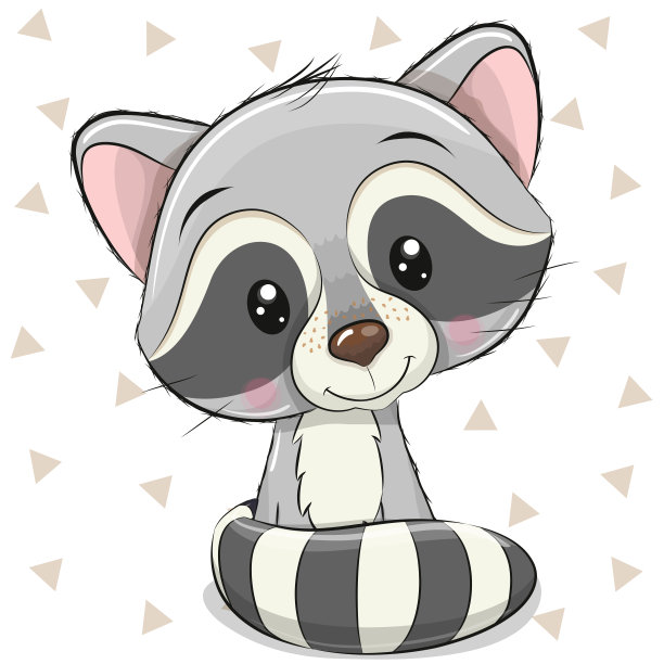 白色背景上的卡通浣熊图片下载