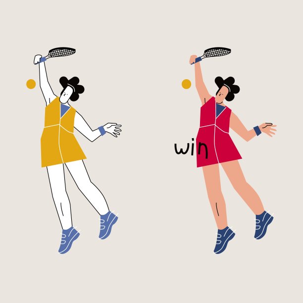 女子网球运动员手绘插图图片下载